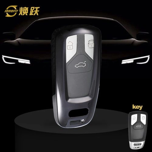 AUA1T1-White Transparent Button-Black Plating- Car Key Cover For Audi