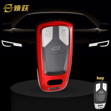 AUA1T1-White Transparent Button-Red Plating- Car Key Cover For Audi