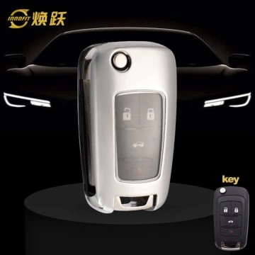 CED1T1-White Transparent Button-Silver Plating- Car Key Cover For Chevrolet