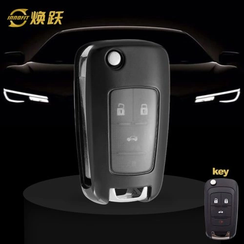 CED1T1-White Transparent Button-Black Plating- Car Key Cover For Chevrolet
