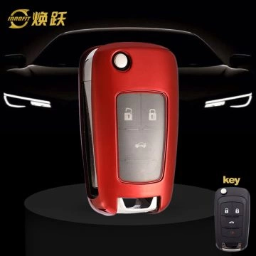 CED1T1-White Transparent Button-Red Plating- Car Key Cover For Chevrolet