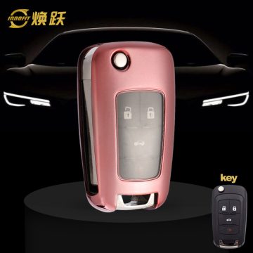 CED1T1-White Transparent Button-Rose Gold Plating- Car Key Cover For Chevrolet