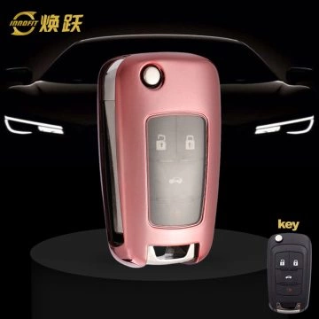 CED1T1-White Transparent Button-Rose Gold Plating- Car Key Cover For Chevrolet