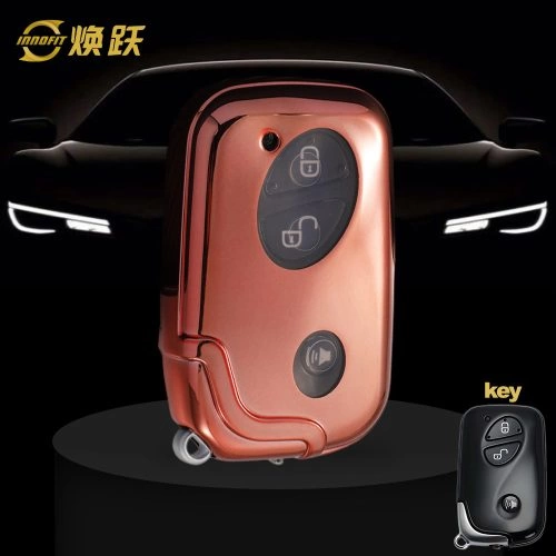 LEC1T1-White Transparent Button-Rose Gold Plating- Car Key Cover For Lexus