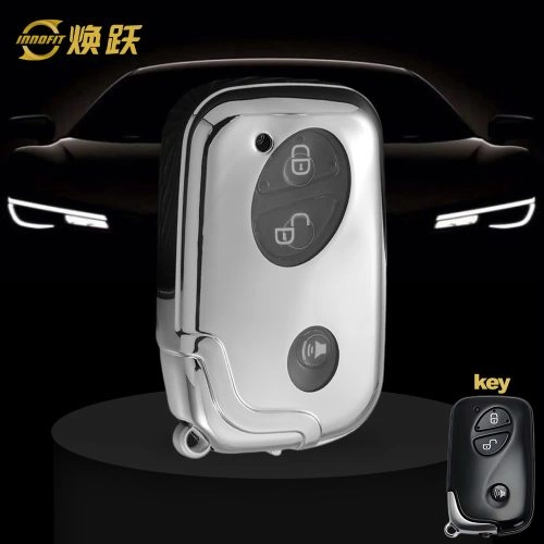 LEC1T1-White Transparent Button-Silver Plating- Car Key Cover For Lexus