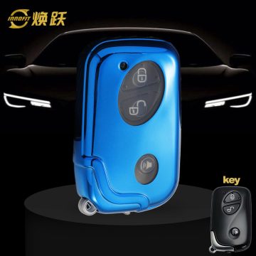 LEC1T1-White Transparent Button-Blue Plating- Car Key Cover For Lexus