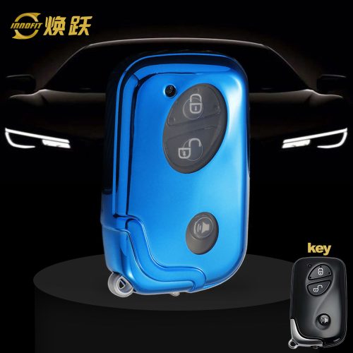 LEC1T1-White Transparent Button-Blue Plating- Car Key Cover For Lexus