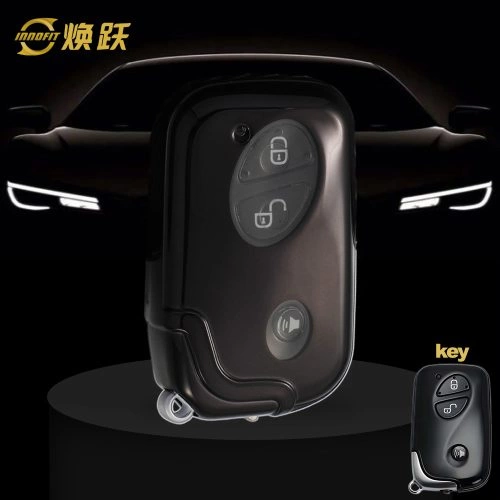 LEC1T1-White Transparent Button-Black Plating- Car Key Cover For Lexus
