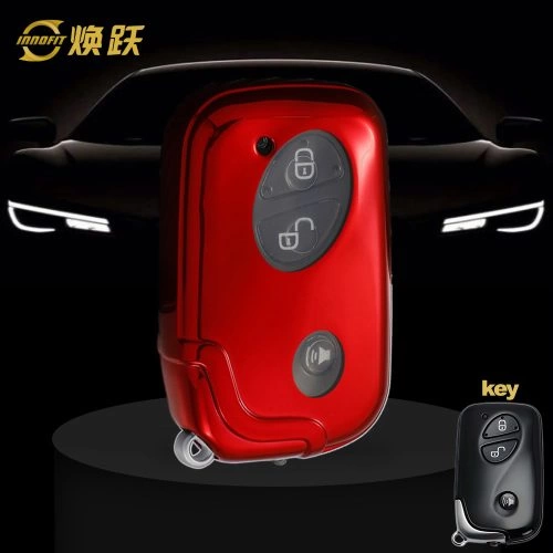 LEC1T1-White Transparent Button-Red Plating- Car Key Cover For Lexus