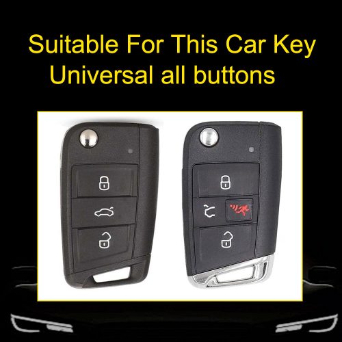 VOA1T1-White Transparent Button-Black Plating- Car Key Cover For Volkswagen