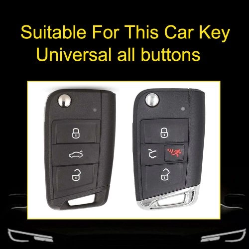 VOA1T1-White Transparent Button-Rose Gold Plating- Car Key Cover For Volkswagen