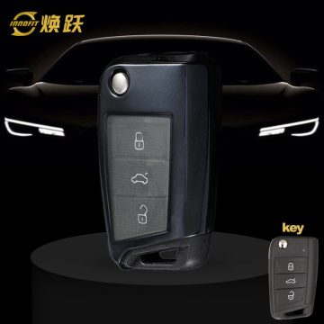VOA1T1-White Transparent Button-Black Plating- Car Key Cover For Volkswagen