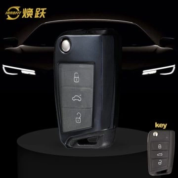 VOA1T1-White Transparent Button-Black Plating- Car Key Cover For Volkswagen