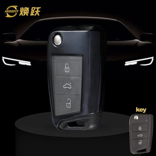 VOA1T1-White Transparent Button-Black Plating- Car Key Cover For Volkswagen