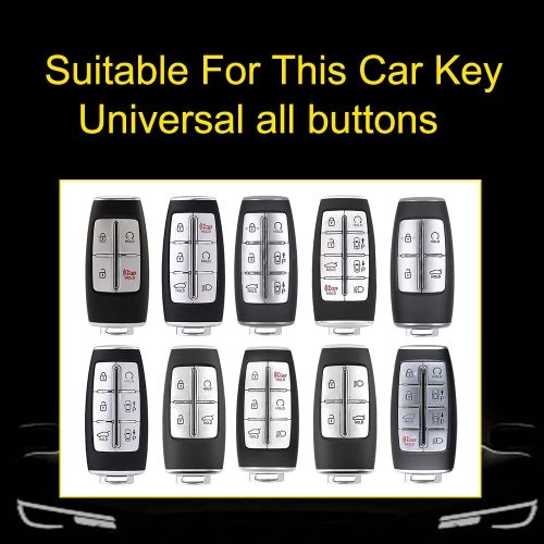 GNA1T1-White Transparent Button-Black Plating- Car Key Cover For GENESIS