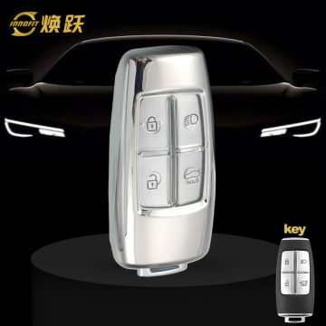 GNA1T1-White Transparent Button-Silver Plating- Car Key Cover For GENESIS
