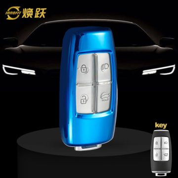 GNA1T1-White Transparent Button-Blue Plating- Car Key Cover For GENESIS