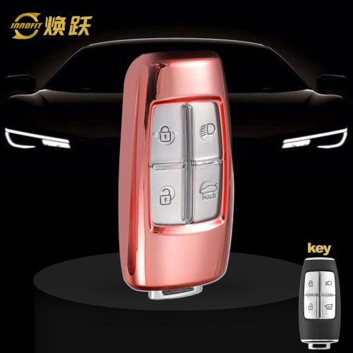 GNA1T1-White Transparent Button-Rose Gold Plating- Car Key Cover For GENESIS