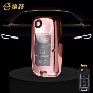 VEA1T1-White Transparent Button-Rose Gold Plating- Car Key Cover For Venucia