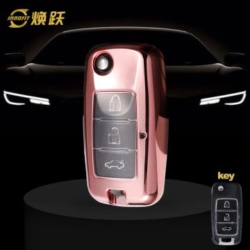 VEA1T1-White Transparent Button-Rose Gold Plating- Car Key Cover For Venucia