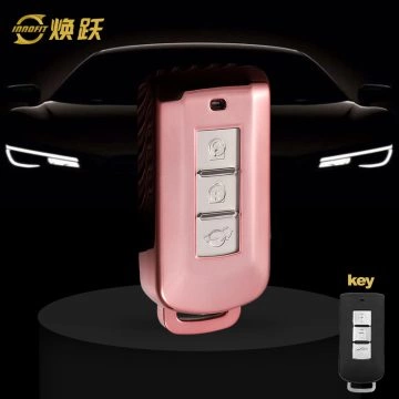 MIA1T1-White Transparent Button-Rose Gold Plating- Car Key Cover For Mitsubishi