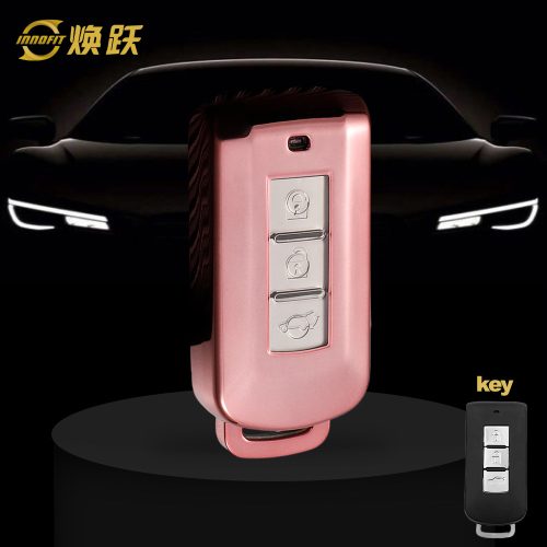 MIA1T1-White Transparent Button-Rose Gold Plating- Car Key Cover For Mitsubishi