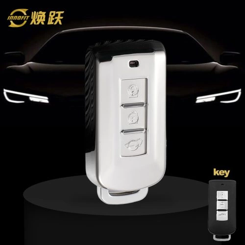 MIA1T1-White Transparent Button-Silver Plating- Car Key Cover For Mitsubishi