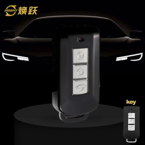 MIA1T1-White Transparent Button-Black Plating- Car Key Cover For Mitsubishi