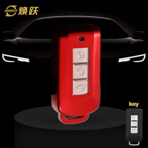 MIA1T1-White Transparent Button-Red Plating- Car Key Cover For Mitsubishi
