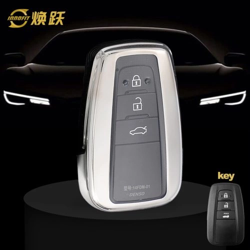 TOB1T1-White Transparent Button-Silver Plating- Car Key Cover For Toyota