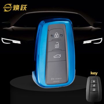 TOB1T1-White Transparent Button-Blue Plating- Car Key Cover For Toyota