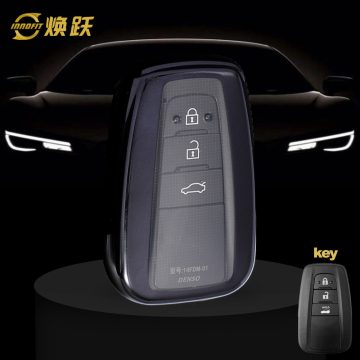 TOB1T1-White Transparent Button-Black Plating- Car Key Cover For Toyota