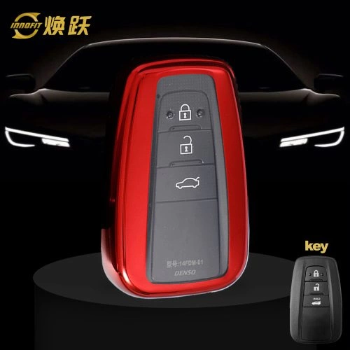 TOB1T1-White Transparent Button-Red Plating- Car Key Cover For Toyota
