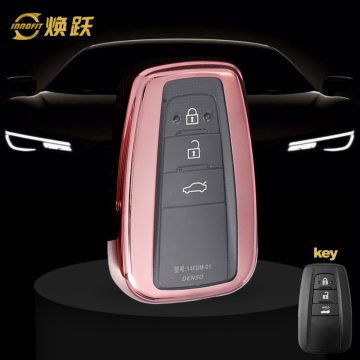 TOB1T1-White Transparent Button-Rose Gold Plating- Car Key Cover For Toyota