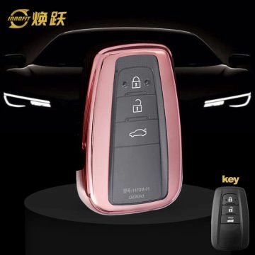 TOB1T1-White Transparent Button-Rose Gold Plating- Car Key Cover For Toyota
