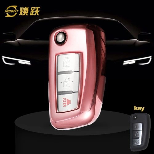 NIC1T1-White Transparent Button-Rose Gold Plating- Car Key Cover For Nissan