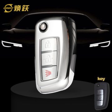 NIC1T1-White Transparent Button-Silver Plating- Car Key Cover For Nissan