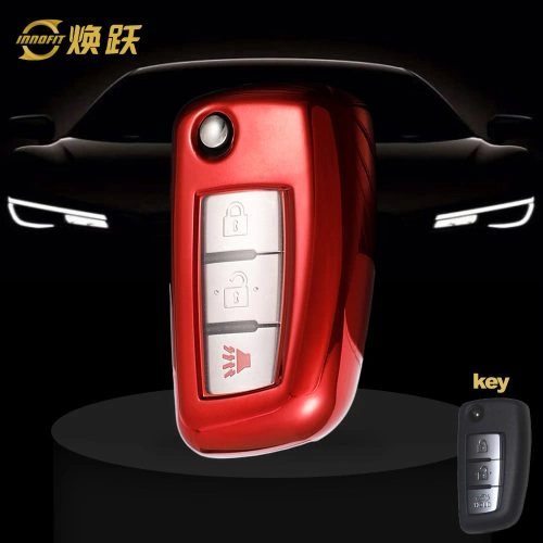 NIC1T1-White Transparent Button-Red Plating- Car Key Cover For Nissan