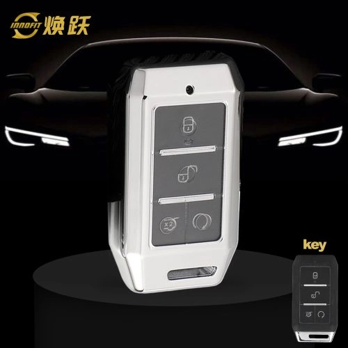 BYC1T1-White Transparent Button-Silver Plating- Car Key Cover For BYD