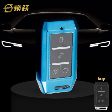 BYC1T1-White Transparent Button-Blue Plating- Car Key Cover For BYD