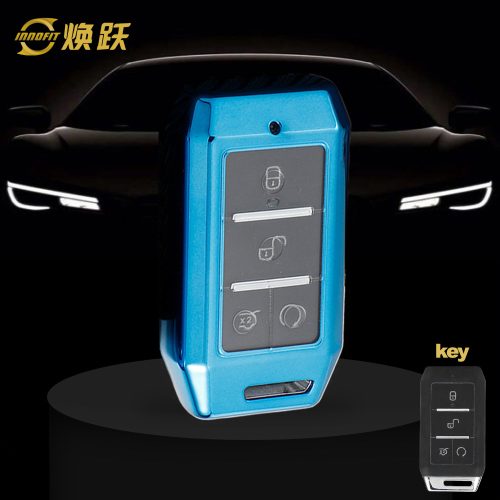 BYC1T1-White Transparent Button-Blue Plating- Car Key Cover For BYD