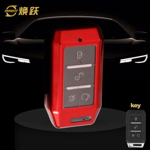 BYC1T1-White Transparent Button-Red Plating- Car Key Cover For BYD