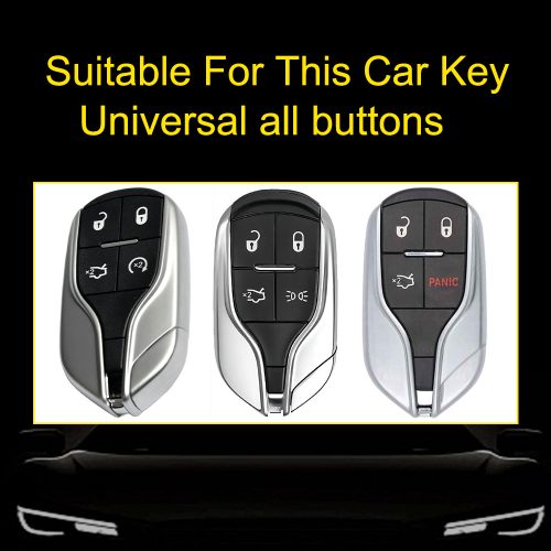 MSA1T1-White Transparent Button-Blue Plating- Car Key Cover For Maserati