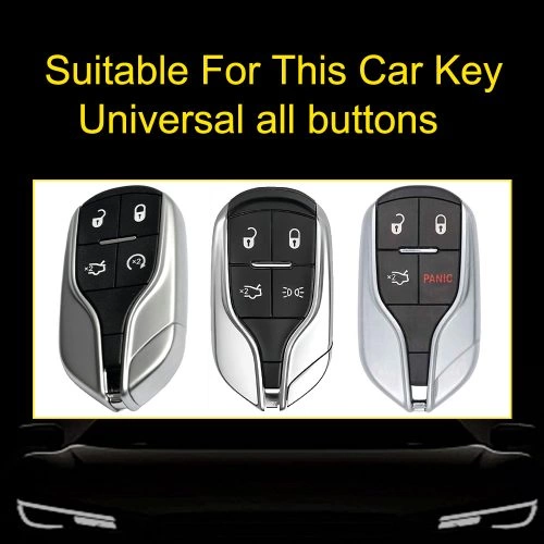 MSA1T1-White Transparent Button-Red Plating- Car Key Cover For Maserati