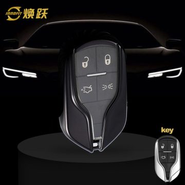 MSA1T1-White Transparent Button-Black Plating- Car Key Cover For Maserati