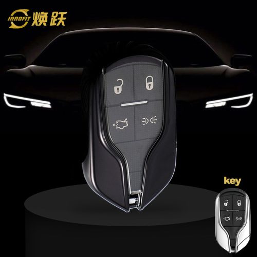 MSA1T1-White Transparent Button-Black Plating- Car Key Cover For Maserati
