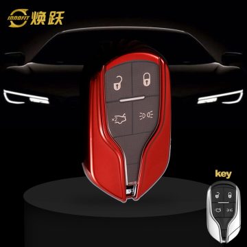 MSA1T1-White Transparent Button-Red Plating- Car Key Cover For Maserati