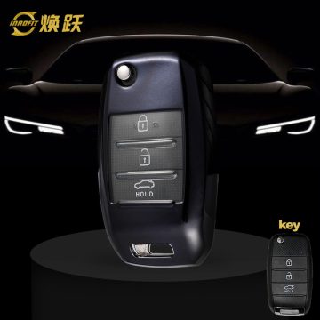 KIE1T1-White Transparent Button-Black Plating- Car Key Cover For Kia
