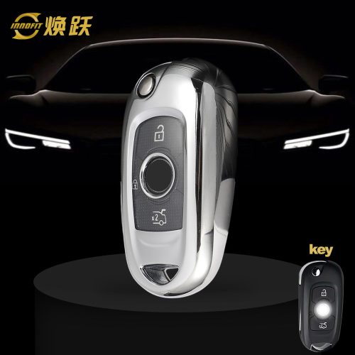 BUB1T1-White Transparent Button-Silver Plating- Car Key Cover For Buick