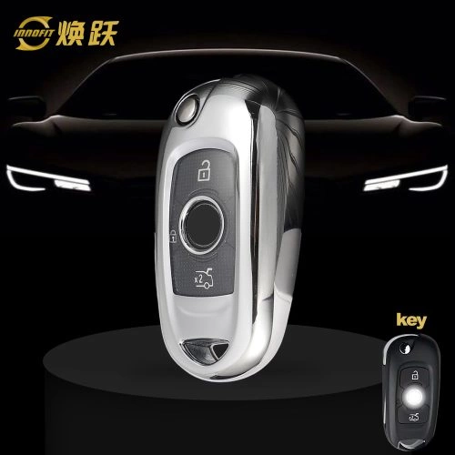 BUB1T1-White Transparent Button-Silver Plating- Car Key Cover For Buick